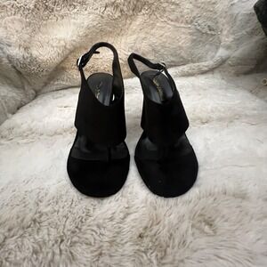 Women's Jolimall heels thong style sandal, black SZ 7‎ Faux Suede shoes